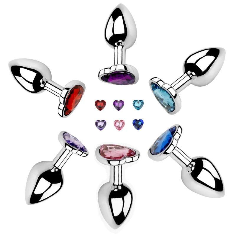 Plug Anal Métal Cœur – 6 Couleurs | 3 Tailles S/M/L | Acier Inoxydable | Unisexe
