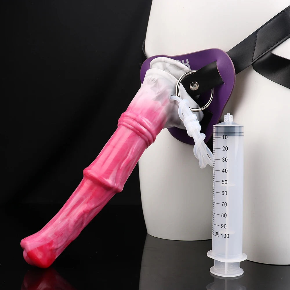Gode Fantaisie Cheval Éjaculateur Ventouse – Silicone | Harnais en Option