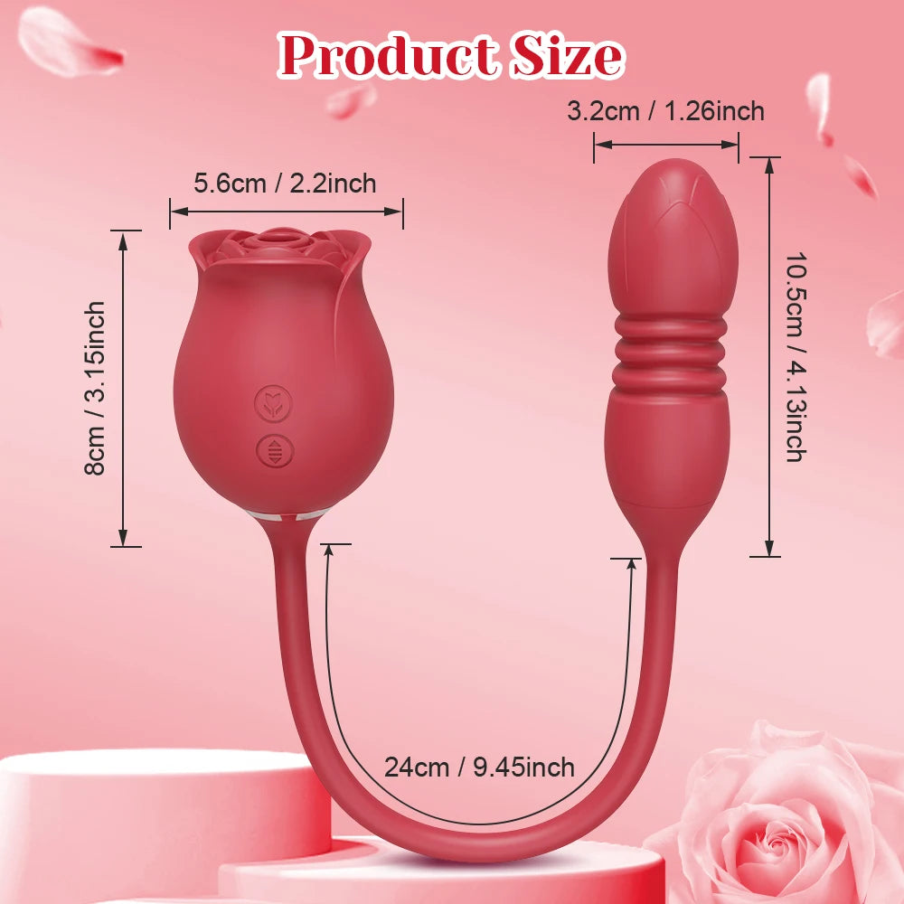 Rose Succion 3-en-1 – Langue Léchante, Poussée & Point G | Stimulateur Féminin