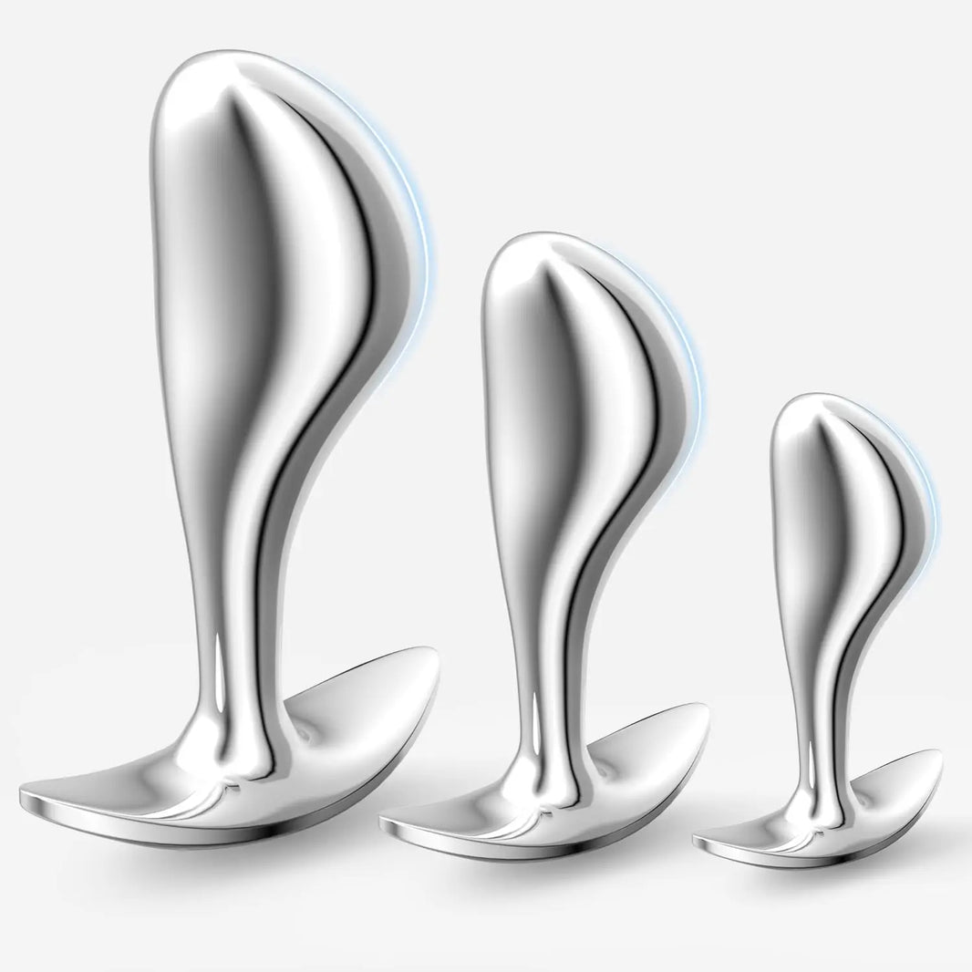 Plug Anal Métallique Strass QiiAii – Forme Pouce | Point G & Prostate | 3 Tailles + Pack