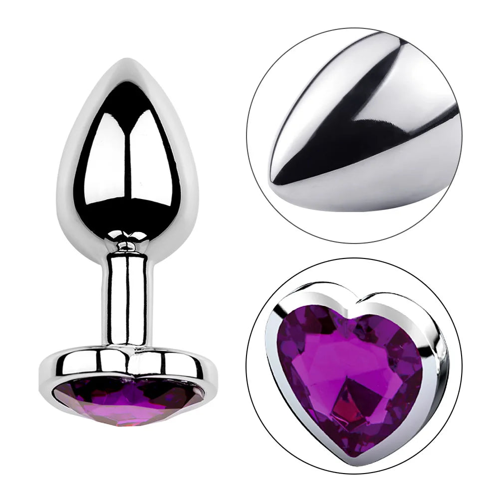 Plug Anal Métal Cœur – 6 Couleurs | 3 Tailles S/M/L | Acier Inoxydable | Unisexe