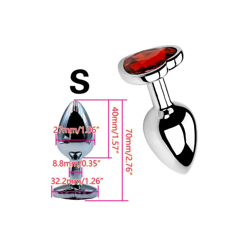 Plug Anal Métal Cœur – 6 Couleurs | 3 Tailles S/M/L | Acier Inoxydable | Unisexe