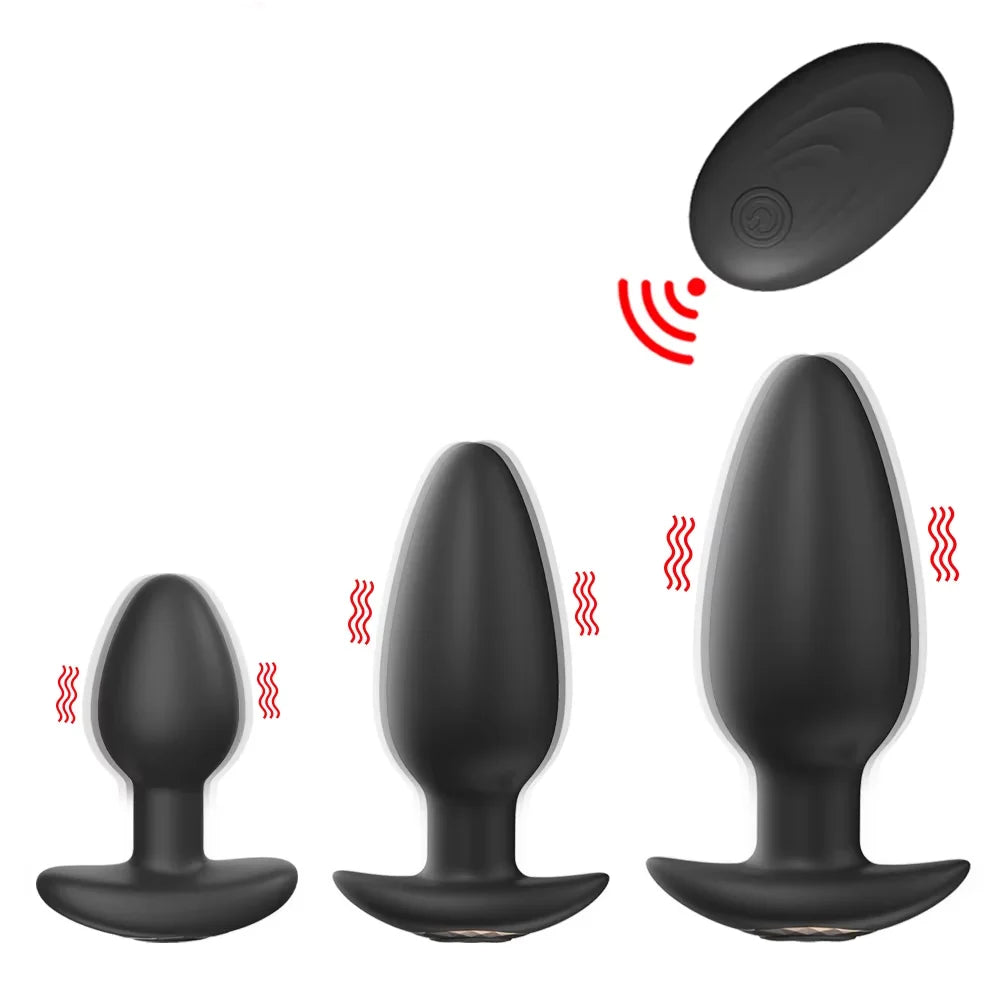Plug Anal Vibrant Télécommandé Sans Fil – Silicone | 3 Tailles | Prostate & Clitoris