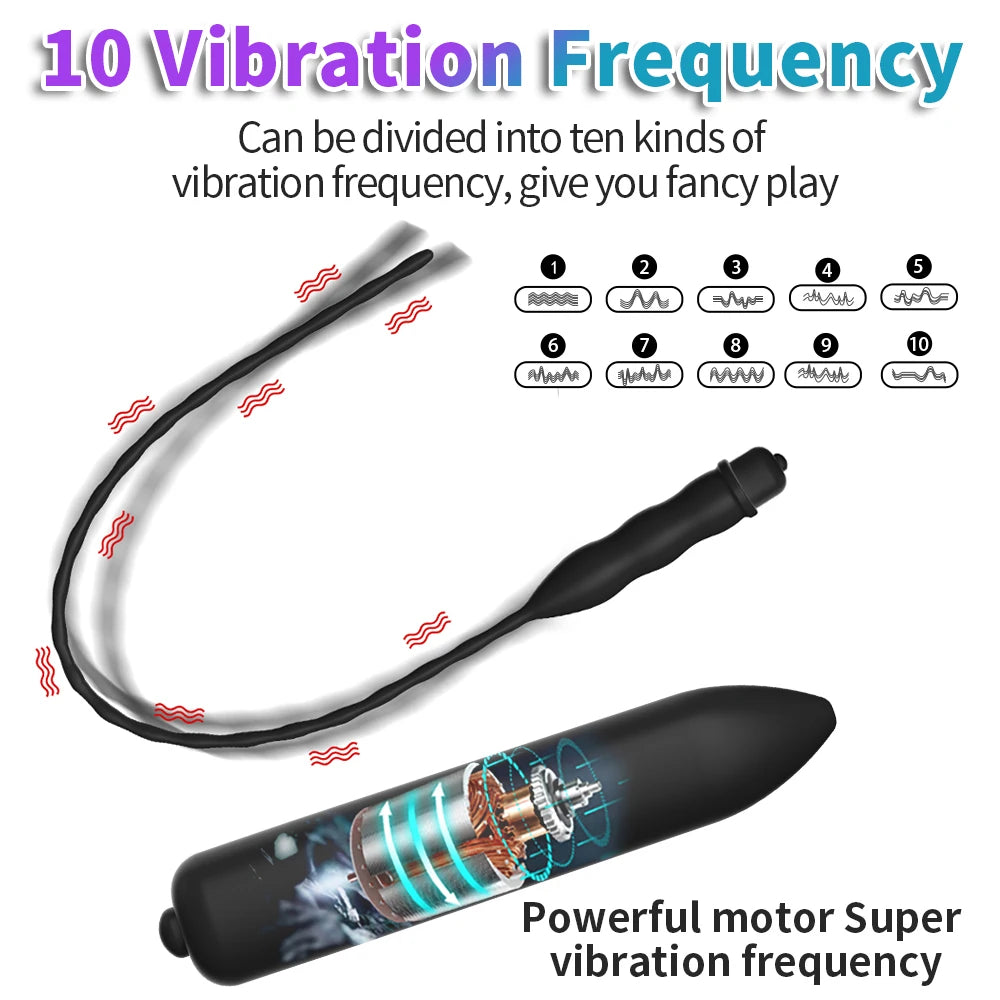 Vibrateur Urétral Vibrant – 10 Fréquences & 3 Tailles | Sounding Pénien