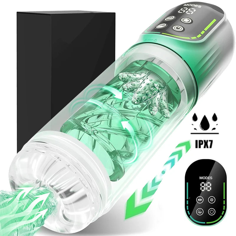 Masturbateur Masculin IA 7-en-1 – Pompe, Aspiration, Léchage & Rotation | Contrôle App LCD