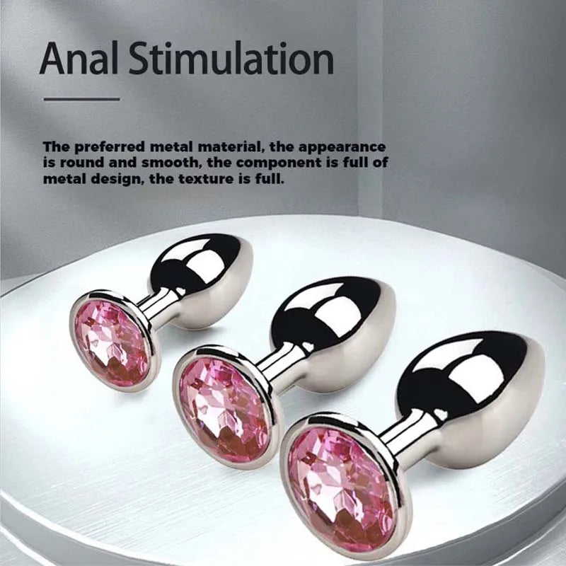 Plug Anal Métal Diamant – Bijou Intime Acier Inoxydable | 5 Tailles XXS à L