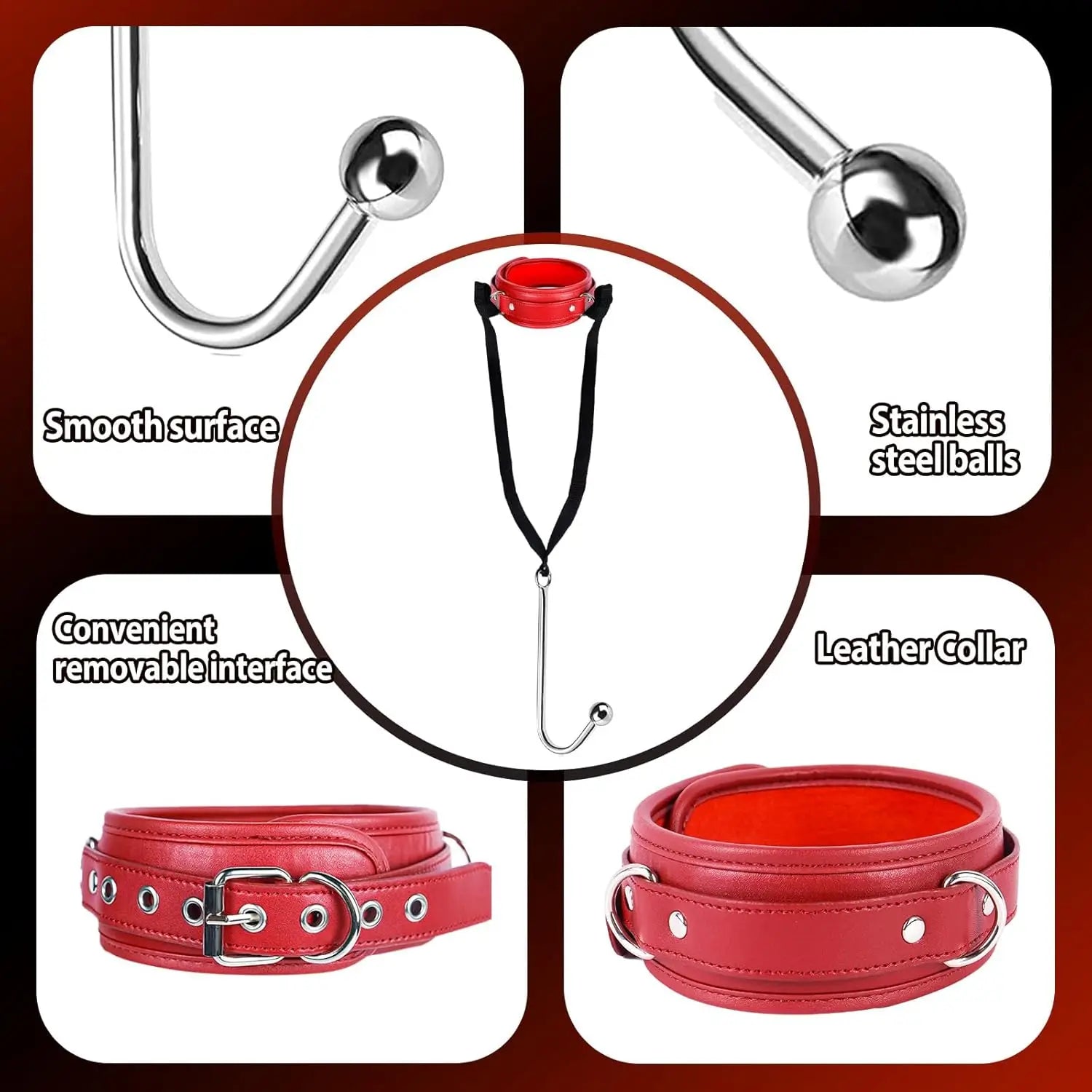 Kit BDSM Harnais Crochet Anal  – Cuir Ajustable | CE