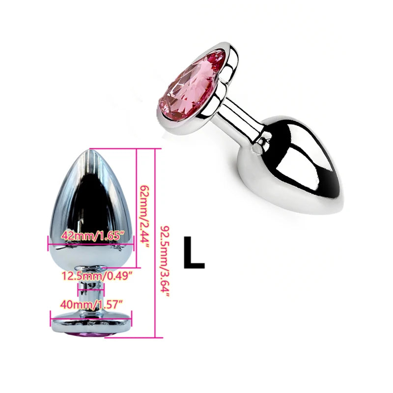 Plug Anal Métal Cœur – 6 Couleurs | 3 Tailles S/M/L | Acier Inoxydable | Unisexe