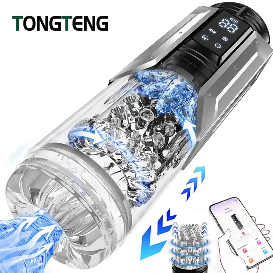 Masturbateur Masculin IA 7-en-1 – Pompe, Aspiration, Léchage & Rotation | Contrôle App LCD