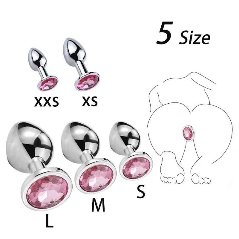Plug Anal Métal Diamant – Bijou Intime Acier Inoxydable | 5 Tailles XXS à L
