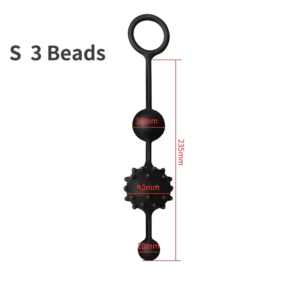 Chapelet Anal Silicone – Boules Lisses & Piquantes | Stimulation Progressive | 3 Tailles | Waterproof