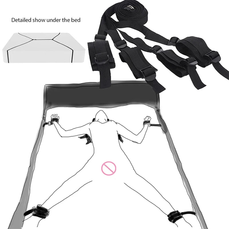 Kit Bondage BDSM Menottes Poignets & Chevilles – Nylon Ajustable