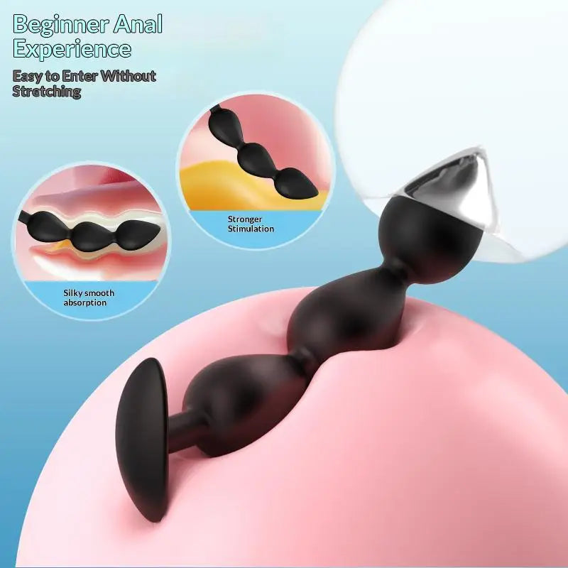Plug Anal à Billes Métalliques & Corps Silicone – 2 ou 3 Billes | Port Long Durée | Unisexe
