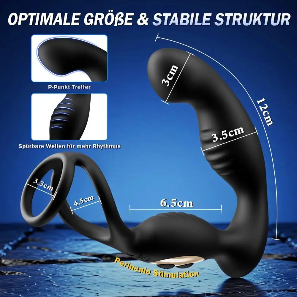 Vibromasseur Anal avec Anneau Pénien – Silicone | Télécommande | Double Stimulation