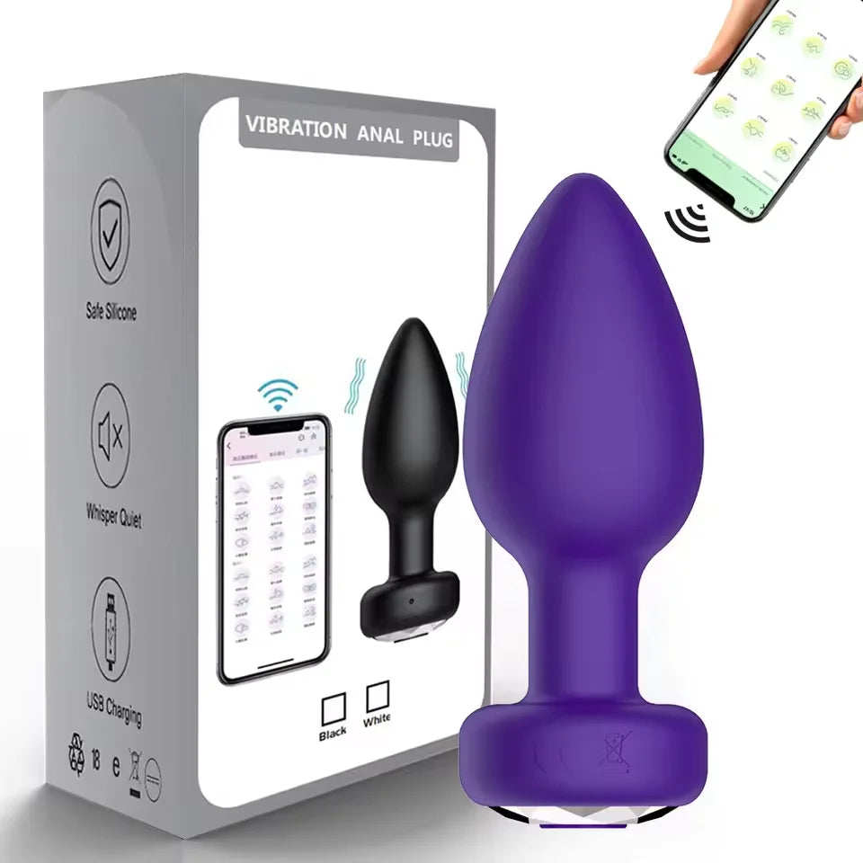 Plug Anal Vibrant Connecté Bluetooth – Contrôle APP à Distance | Silicone | 4 Couleurs