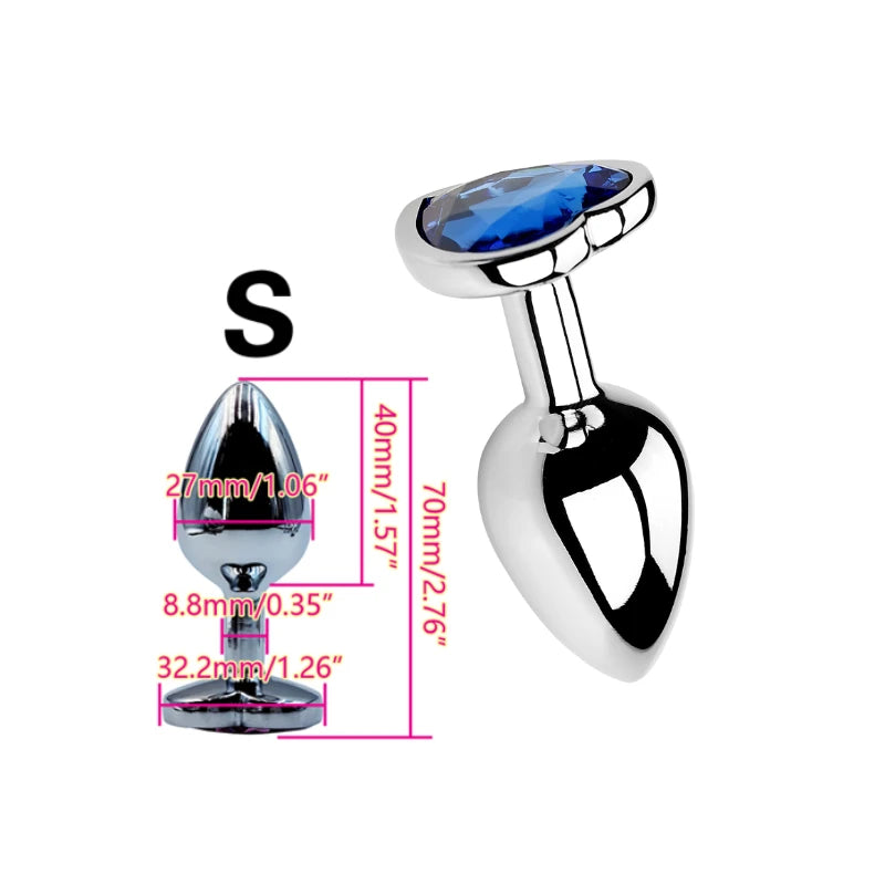 Plug Anal Métal Cœur – 6 Couleurs | 3 Tailles S/M/L | Acier Inoxydable | Unisexe