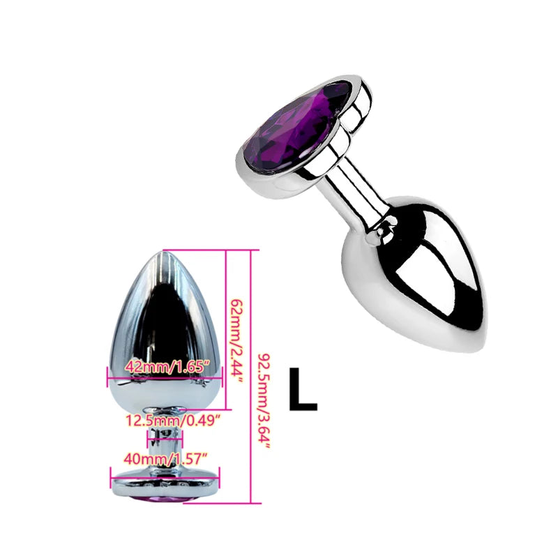 Plug Anal Métal Cœur – 6 Couleurs | 3 Tailles S/M/L | Acier Inoxydable | Unisexe