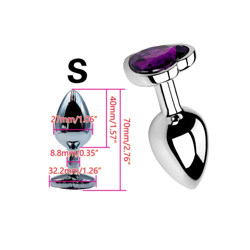 Plug Anal Métal Cœur – 6 Couleurs | 3 Tailles S/M/L | Acier Inoxydable | Unisexe