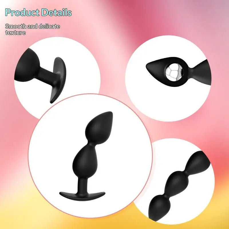 Plug Anal à Billes Métalliques & Corps Silicone – 2 ou 3 Billes | Port Long Durée | Unisexe