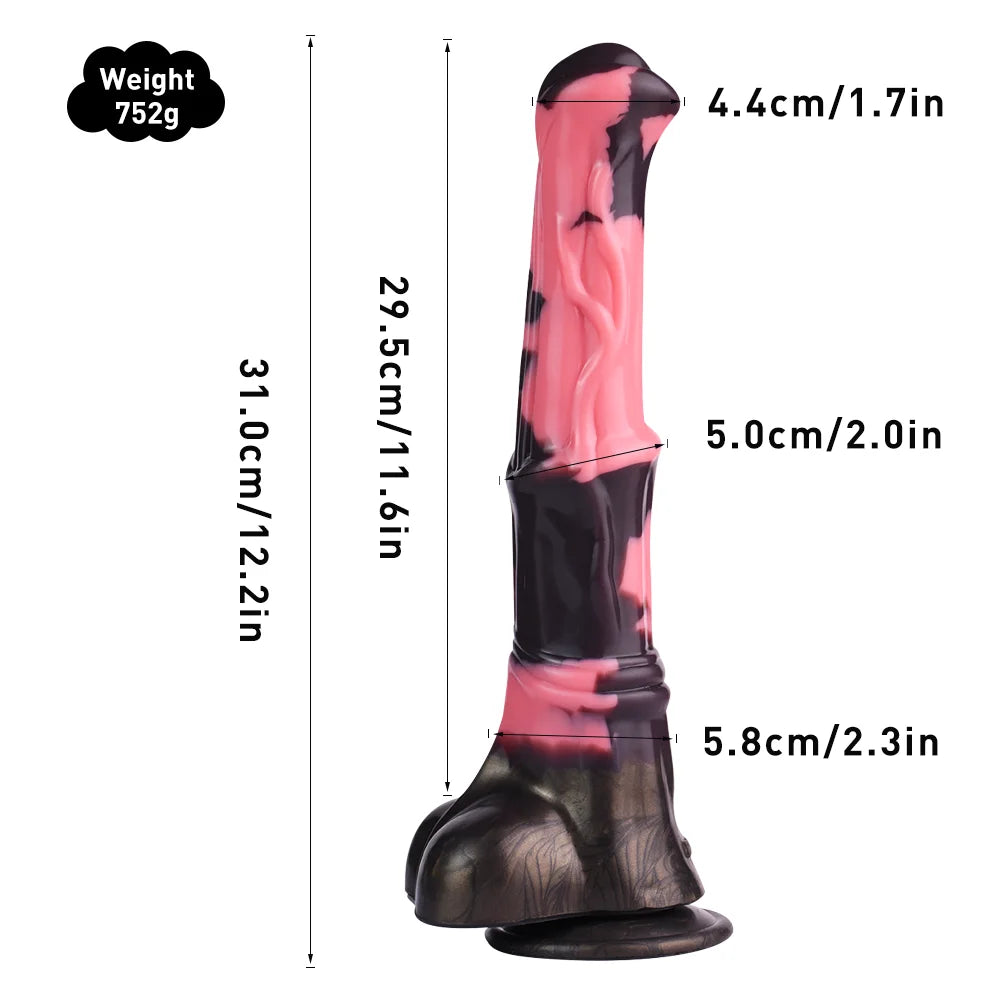 Gode Fantaisie Cheval Éjaculateur Ventouse – Silicone | Harnais en Option