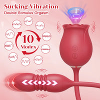 Rose Succion 3-en-1 – Langue Léchante, Poussée & Point G | Stimulateur Féminin