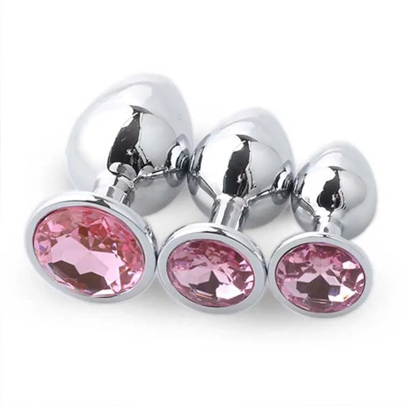 Plug Anal Métal Diamant – Bijou Intime Acier Inoxydable | 5 Tailles XXS à L