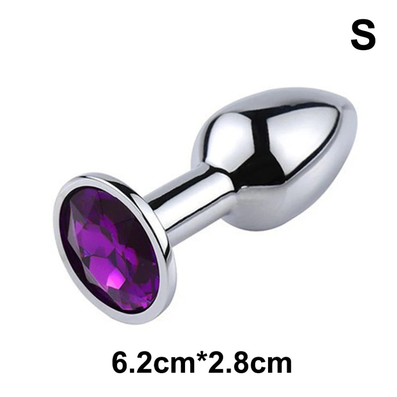 Plug Anal Métal Base Gemme – 3 Tailles S/M/L | Nombreuses Couleurs | Thermothérapie | Unisexe