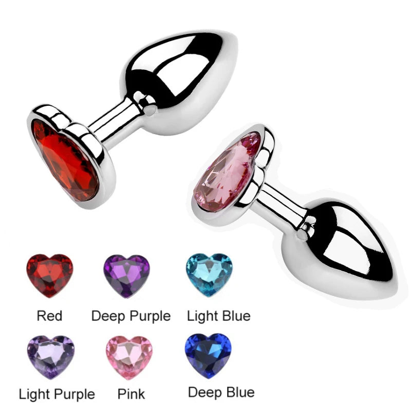 Plug Anal Métal Cœur – 6 Couleurs | 3 Tailles S/M/L | Acier Inoxydable | Unisexe