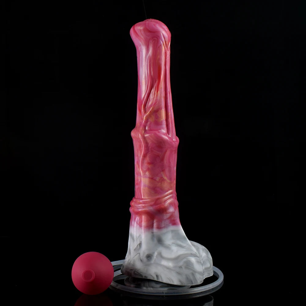 Gode Fantaisie Cheval Éjaculateur Ventouse – Silicone | Harnais en Option