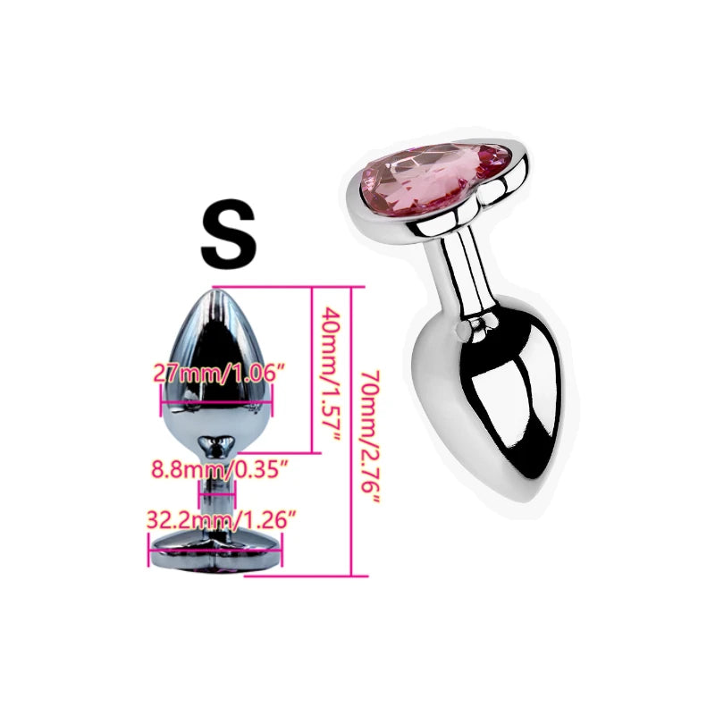 Plug Anal Métal Cœur – 6 Couleurs | 3 Tailles S/M/L | Acier Inoxydable | Unisexe