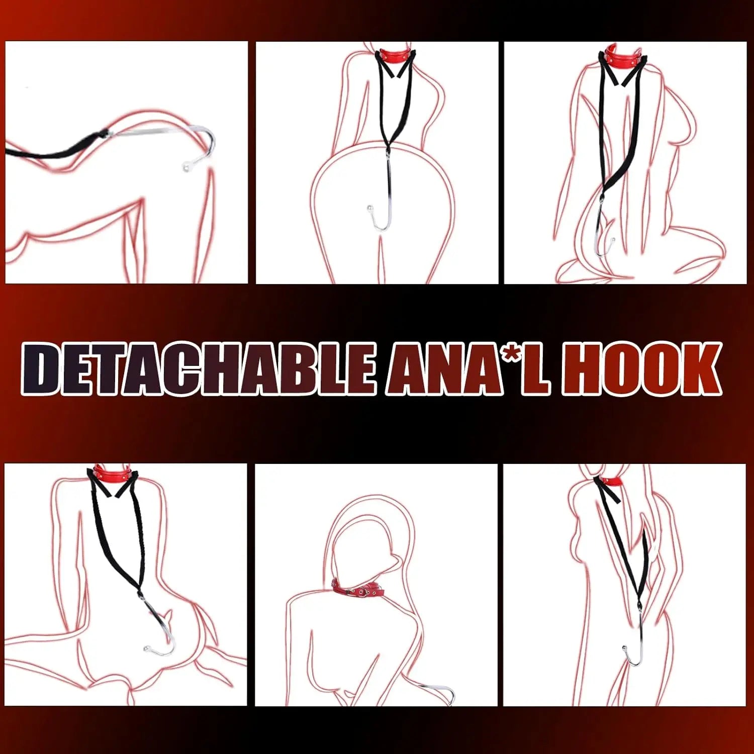 Kit BDSM Harnais Crochet Anal  – Cuir Ajustable | CE