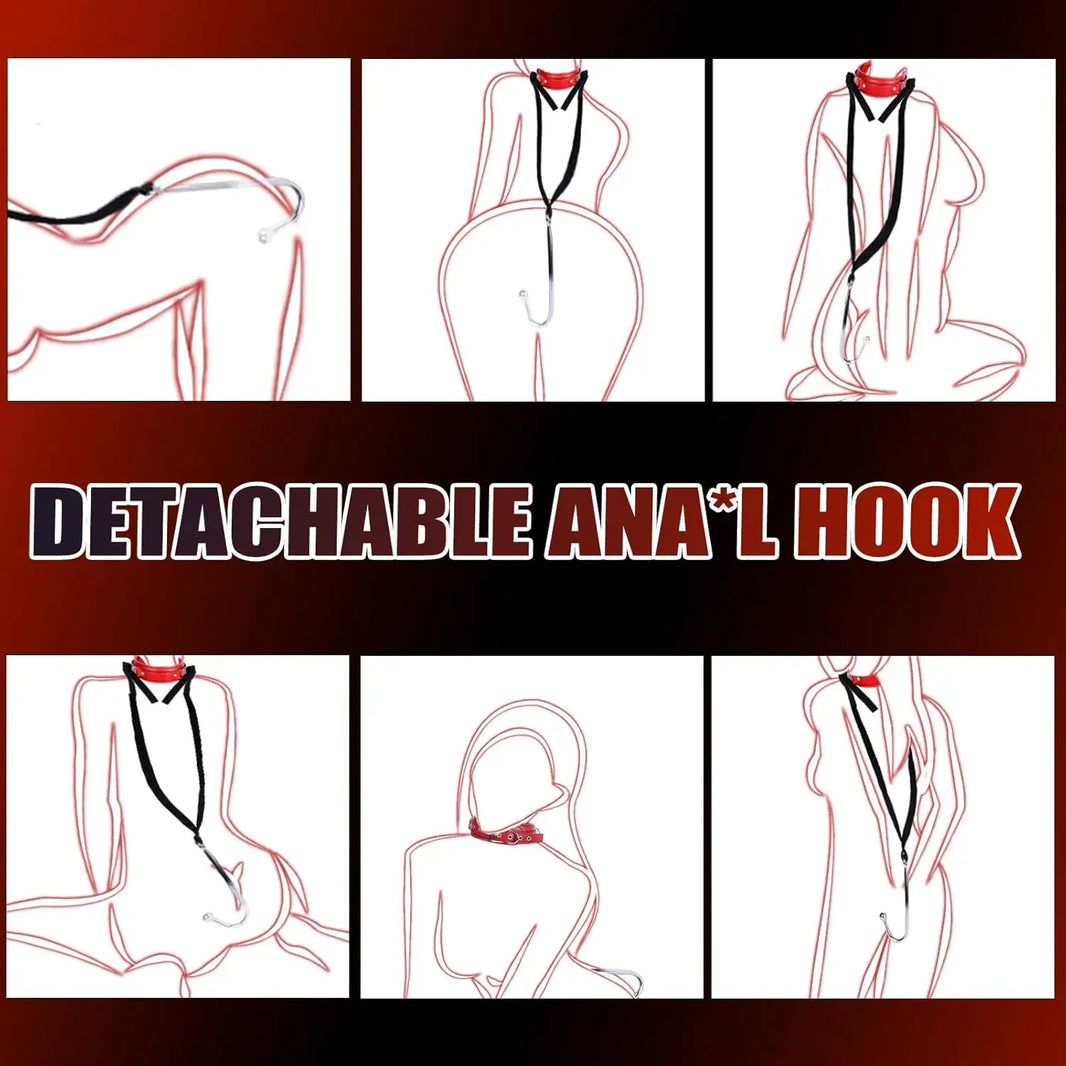Kit BDSM Harnais Crochet Anal  – Cuir Ajustable | CE