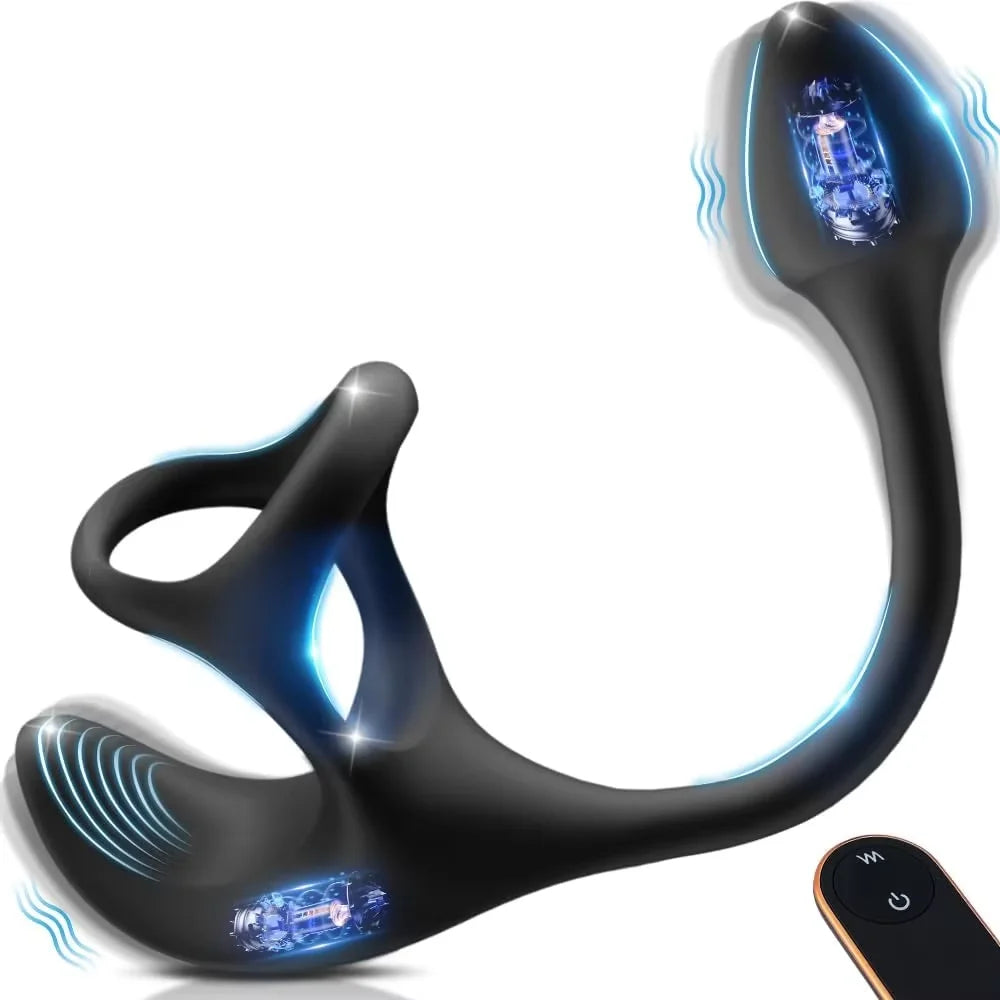 Vibromasseur Anal avec Anneau Pénien – Silicone | Télécommande | Double Stimulation