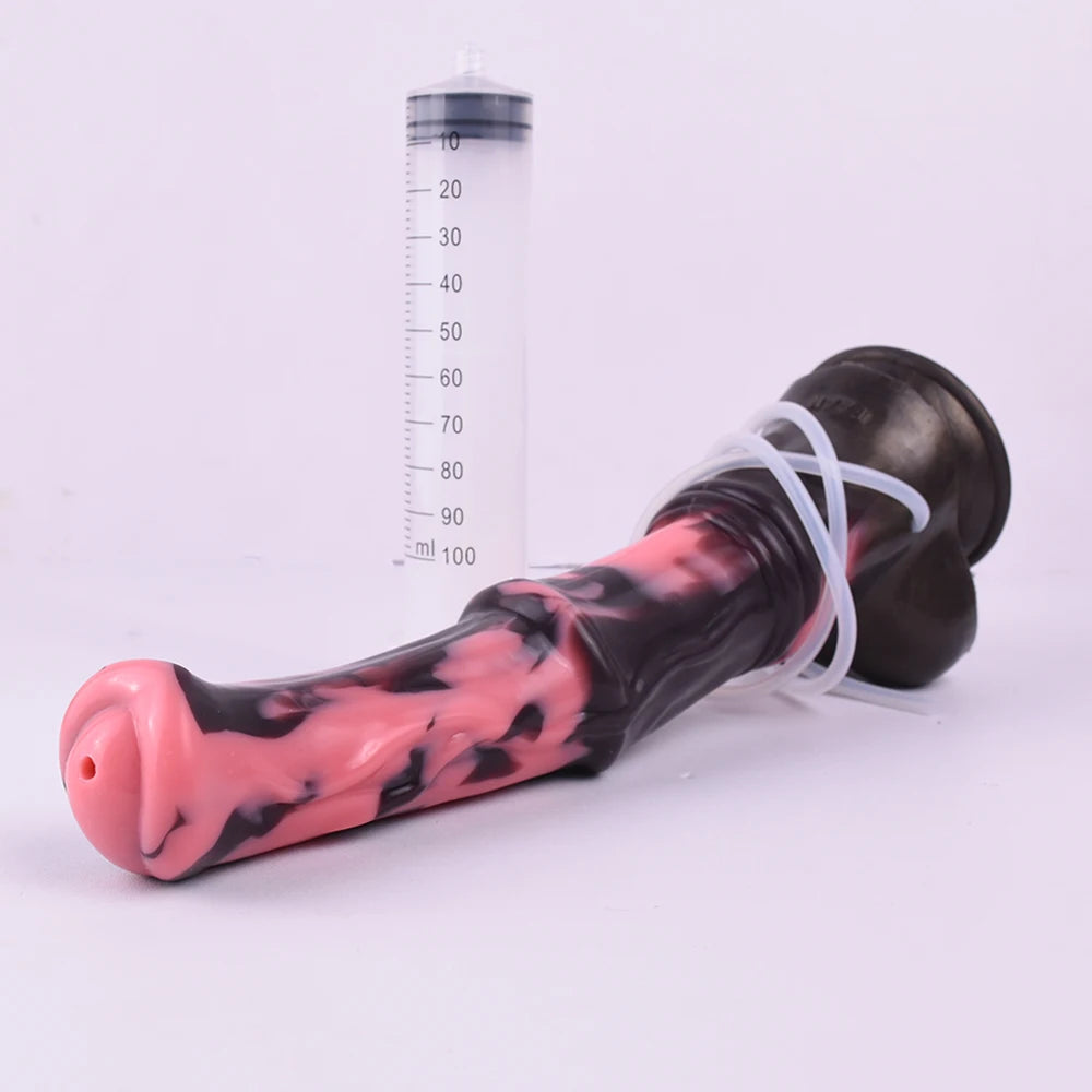 Gode Fantaisie Cheval Éjaculateur Ventouse – Silicone | Harnais en Option