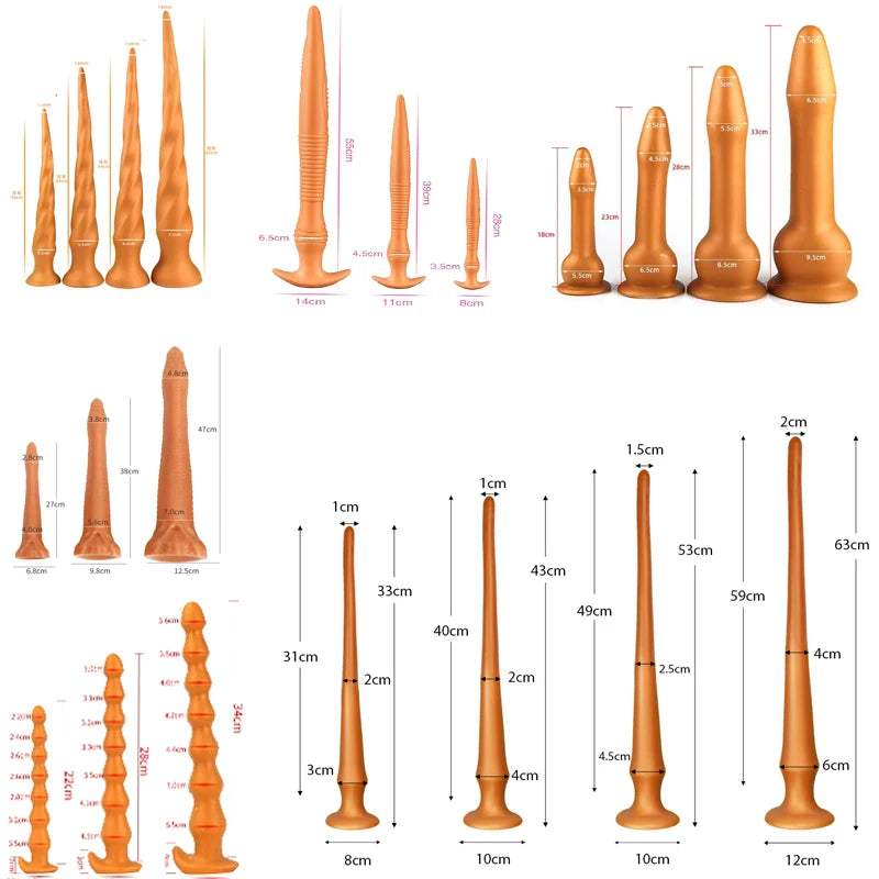 Long Plug Anal Silicone – 7 Designs | 4 Tailles S/M/L/XL | Massage Prostate | Unisexe