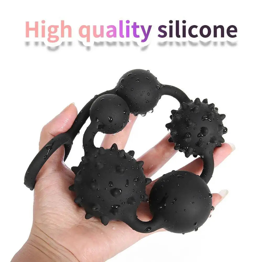 Chapelet Anal Silicone – Boules Lisses & Piquantes | Stimulation Progressive | 3 Tailles | Waterproof