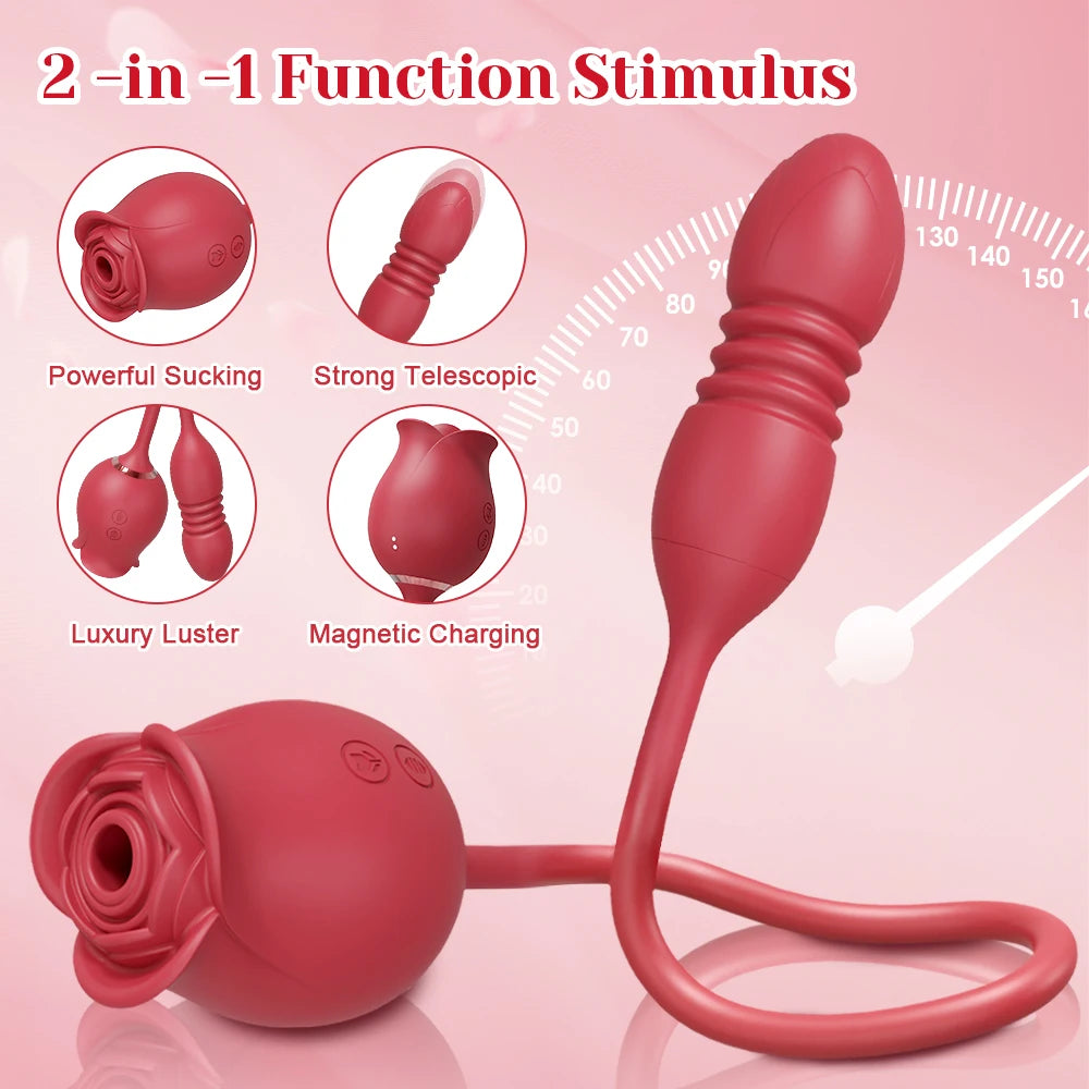 Rose Succion 3-en-1 – Langue Léchante, Poussée & Point G | Stimulateur Féminin